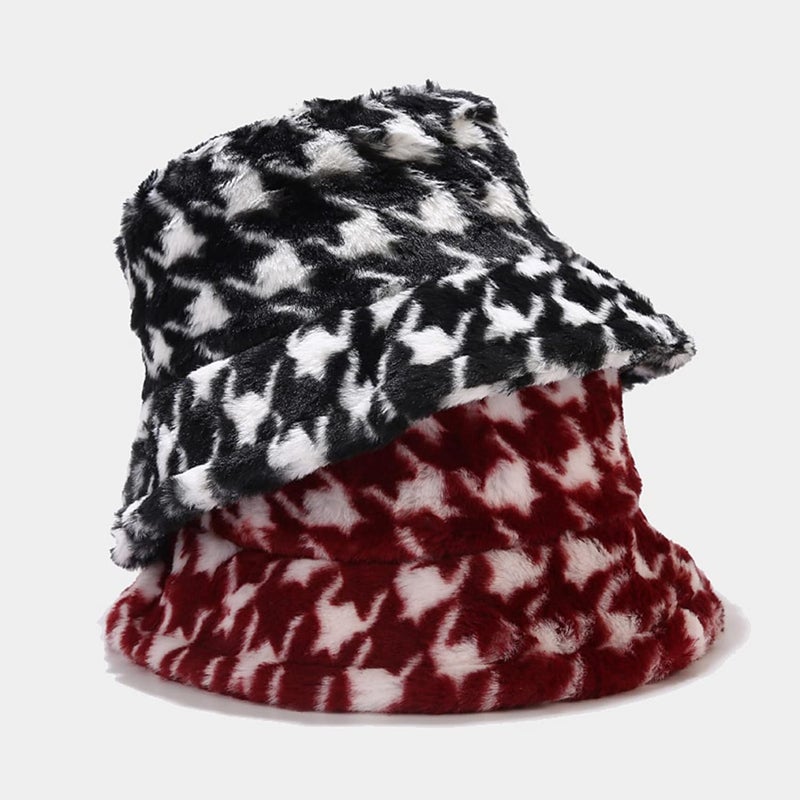 Dirholl Women's Winter Faux Fur Fuzzy Warm Bucket Hat - Image 2